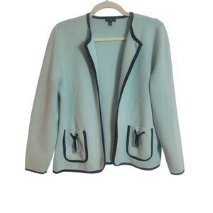 Talbots Knit Sweater Blazer Cardigan Women's Size 1X Light Blue Career Office